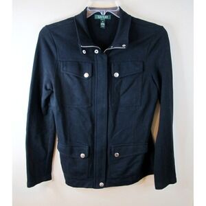 Lauren Ralph Lauren Full Zip / Snap Cotton‎ Knit Jacket Women's Medium Casual